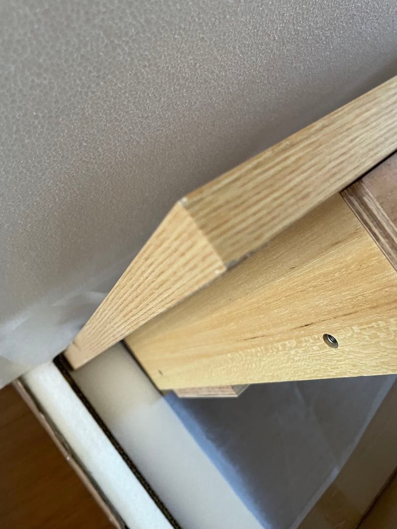 【売約済】天然木タモ突板デスク 幅150cm奥行45cm引出あり北欧風 長机