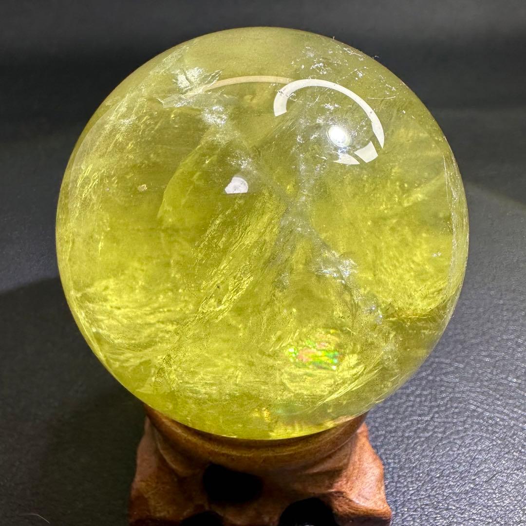 【財運・金運・事業運up❗️】レインボー☆シトリン黄水晶丸玉パワーストーンA877