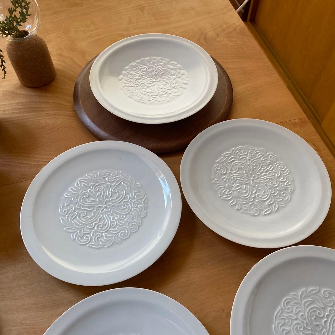 加藤渓山　青白磁唐草皿　5枚　お値下げしました