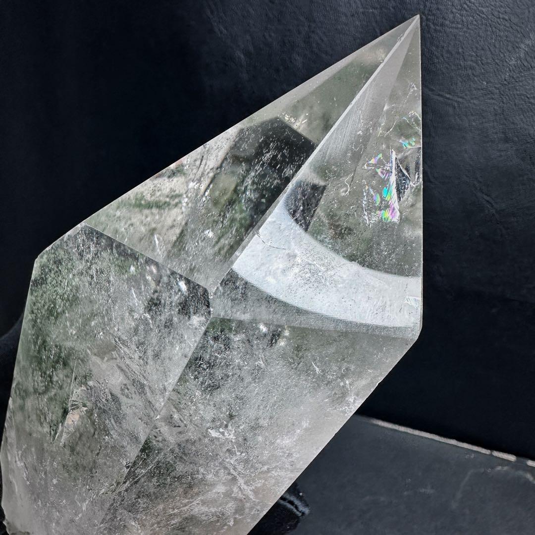 希少❗️ガーデンクォーツインクォーツ 虹☆六角柱　ポイント庭園水晶A1077