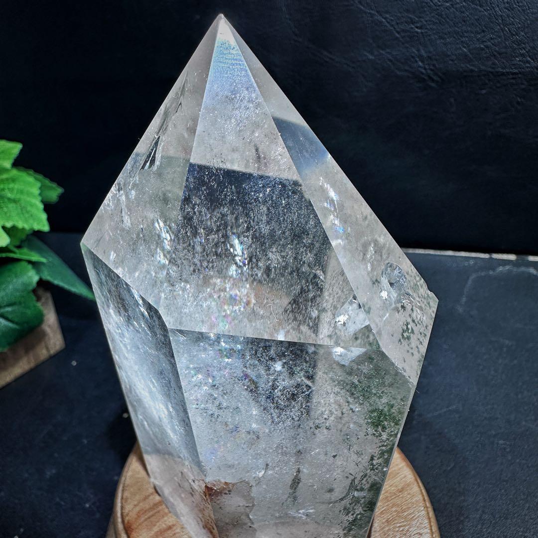 希少❗️ガーデンクォーツインクォーツ 虹☆六角柱　ポイント庭園水晶A1077