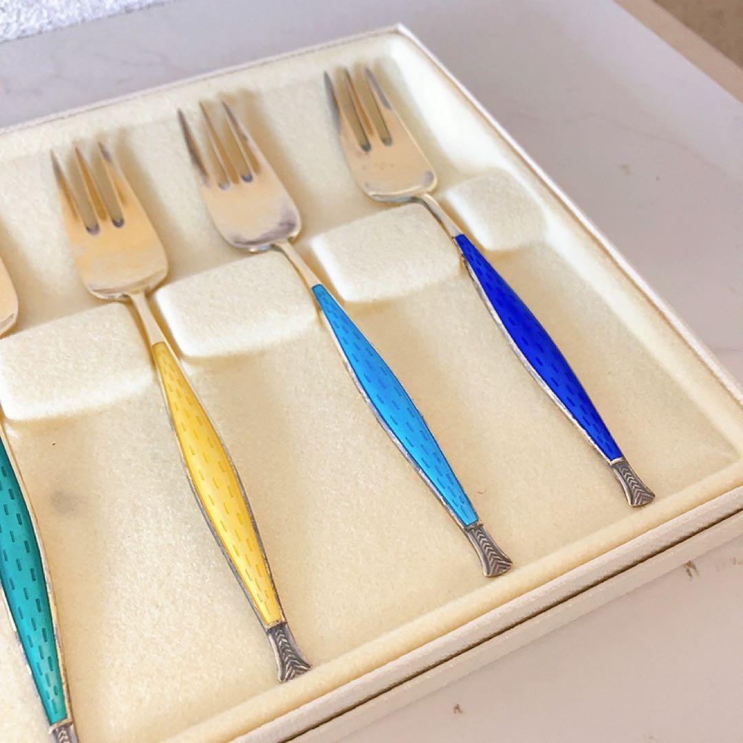 DAVID ANDERSEN 七宝焼 ケーキフォーク スターリングシルバー925