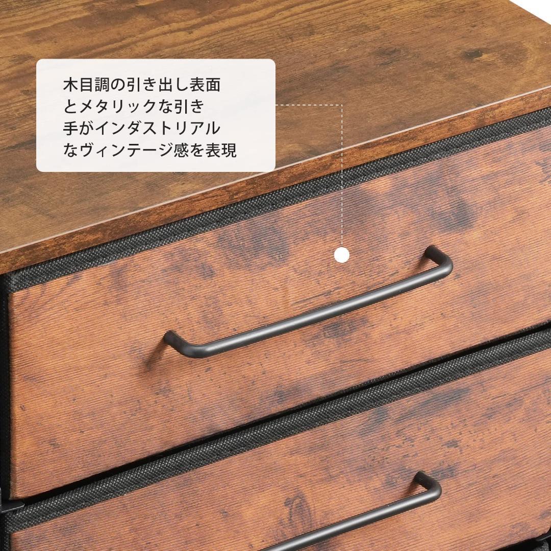 茶 3段収納 使い勝手抜群 キャビネット デスクワゴン