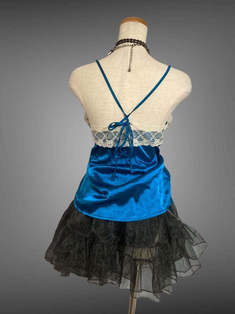 y2kサテン姫ギャルレースリボンゴシックキャミフェアリーグランジ古着屋ロック古着