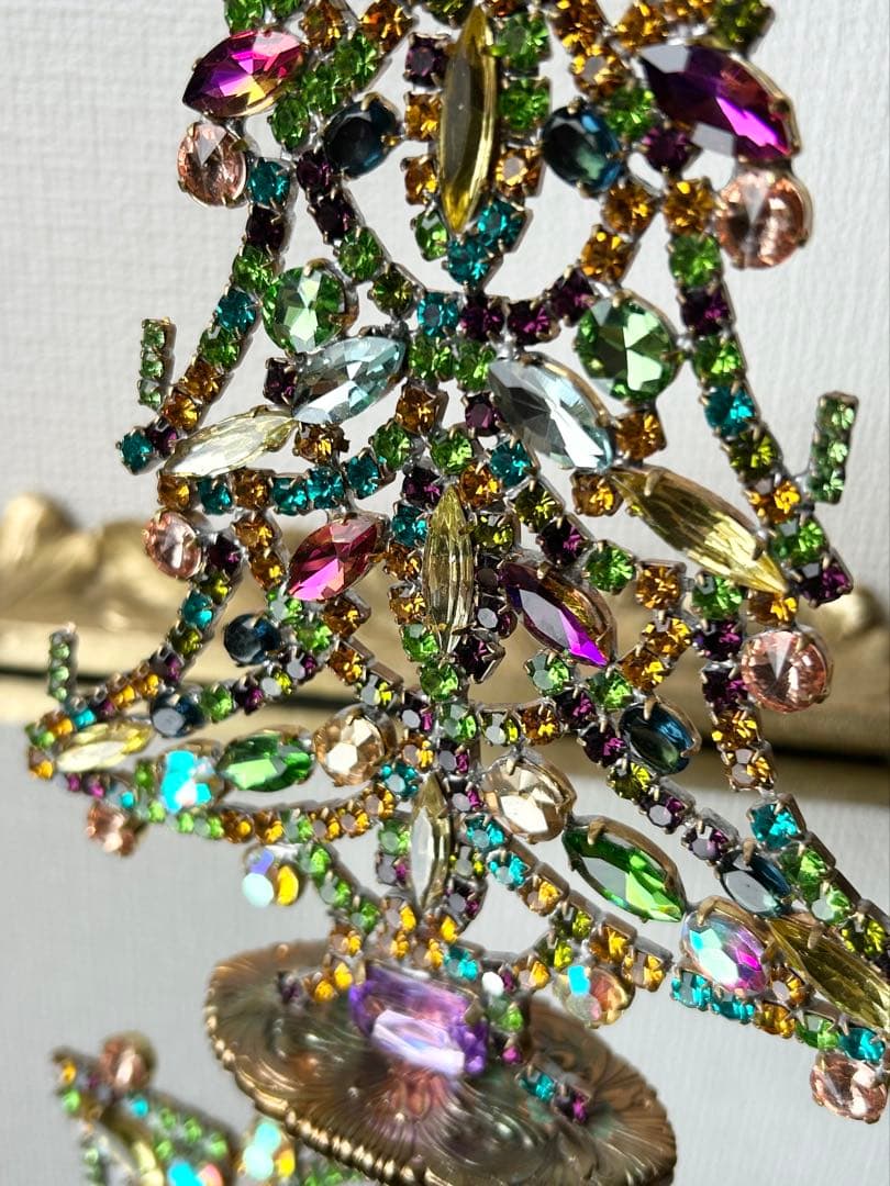 チェコガラス/ガラスツリー/カラフル/卓上ツリー/クリスマス/ラインストーン