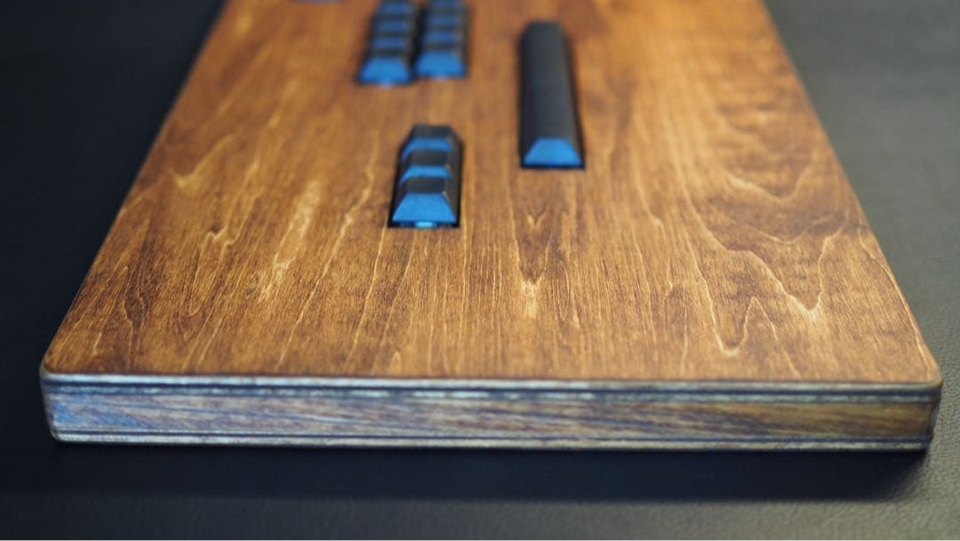 【自作アケコン】木製キーボード型レバーレスコントローラー　ダークウォルナット