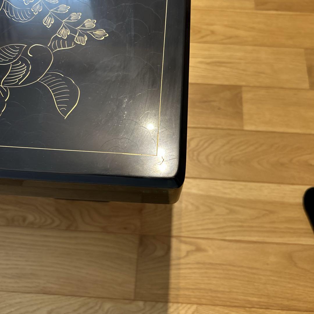 座卓 テーブル 鳳凰 不死鳥 フェニックス 高級 座敷机 螺鈿 ローテーブル 黒