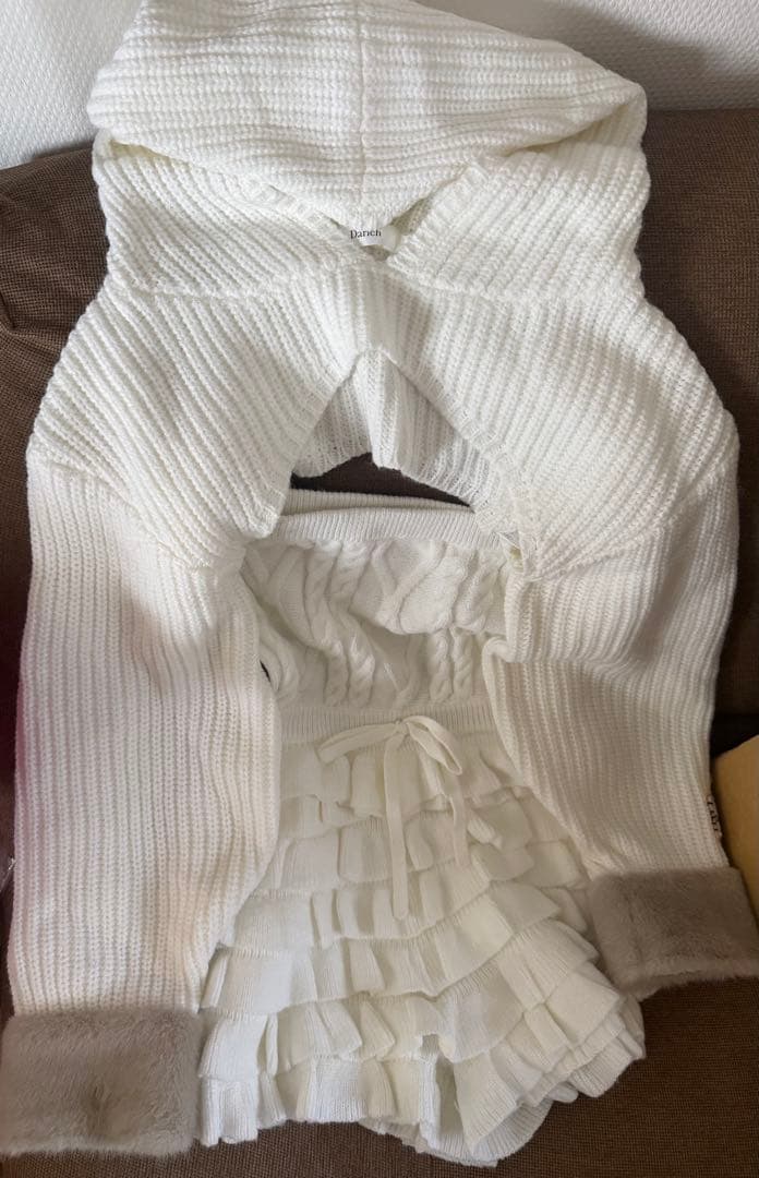 値下げ不可！ Darich フリルニットコンビネゾン WHT F