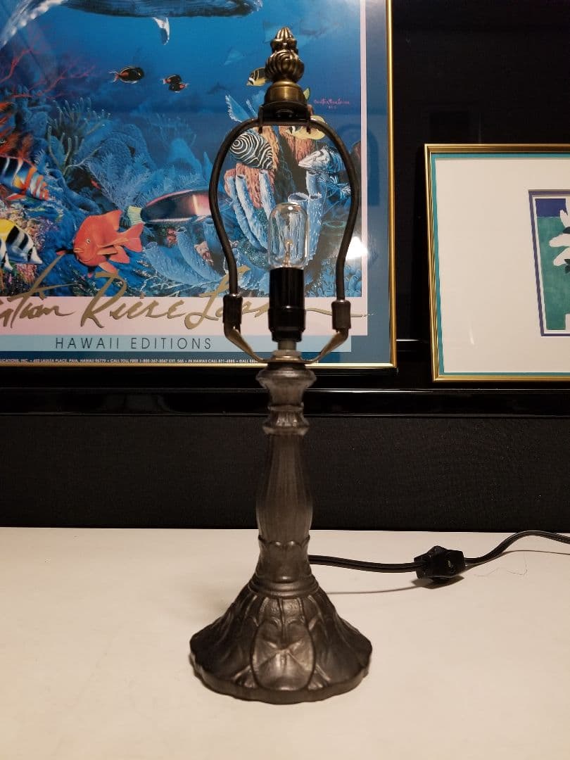 ヴィンテージ　フレンチ　プレート　抽象　花柄　フラワー　ステンドグラス　ランプ