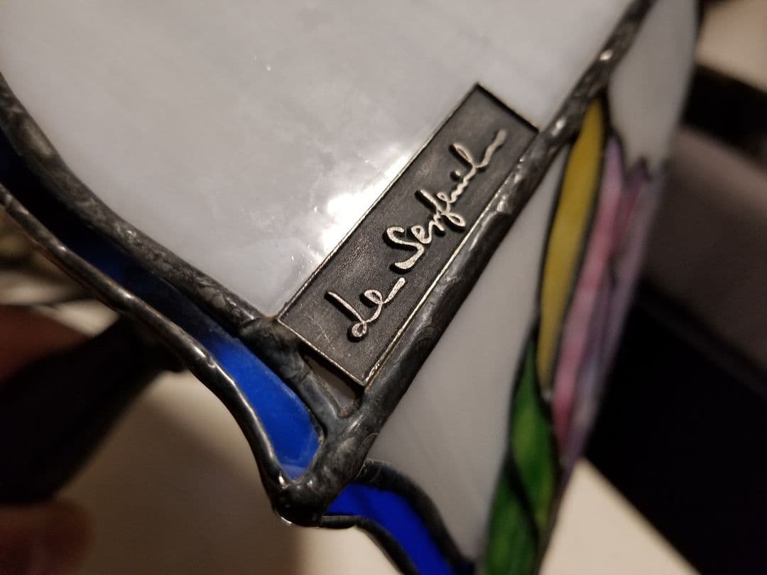 ヴィンテージ　フレンチ　プレート　抽象　花柄　フラワー　ステンドグラス　ランプ