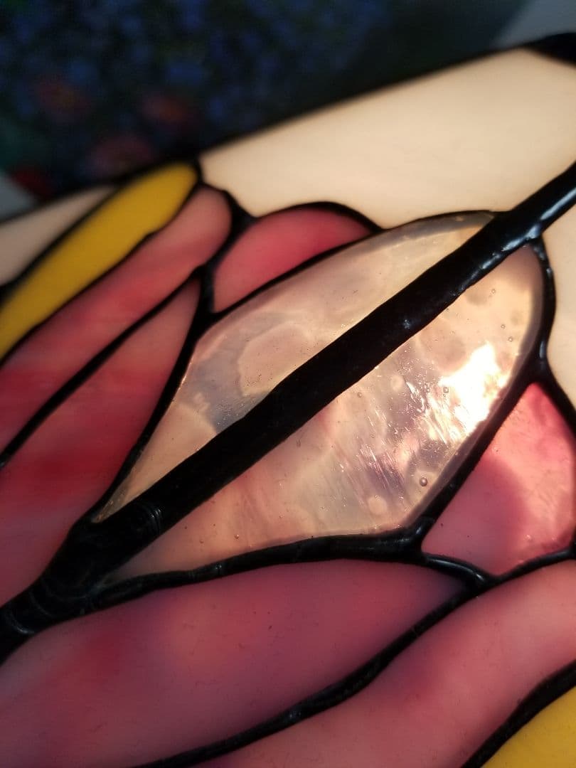 ヴィンテージ　フレンチ　プレート　抽象　花柄　フラワー　ステンドグラス　ランプ