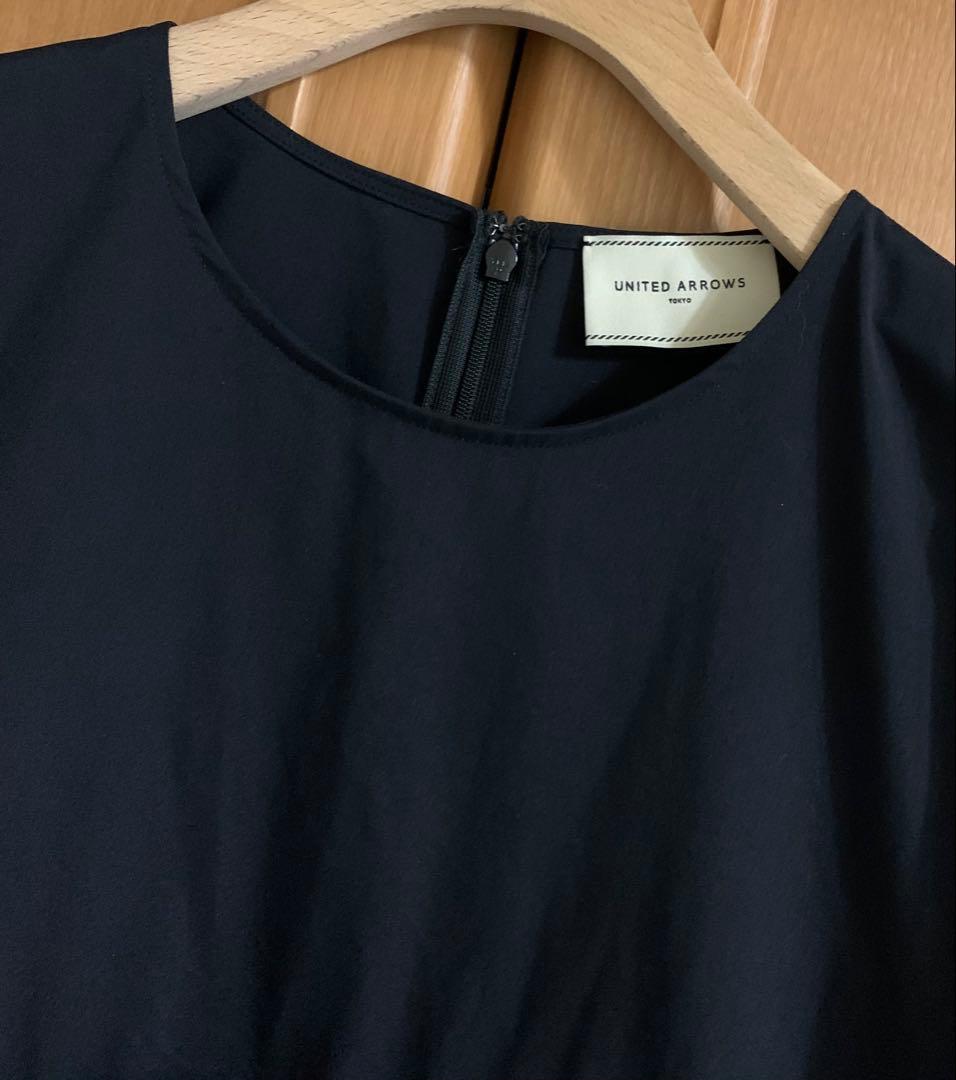 ユナイテッドアローズ　ティアードギャザーロングスリーブブラウス　美品　ブラック