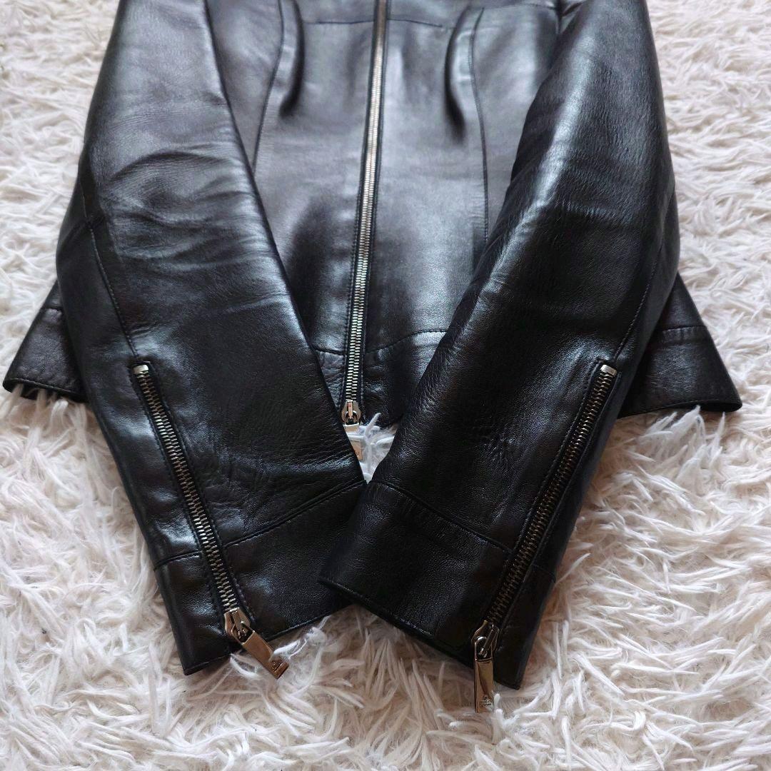 GUCCI　グッチ　牛革　レザージャケット　シングル　ライダース　ファスナーロゴ