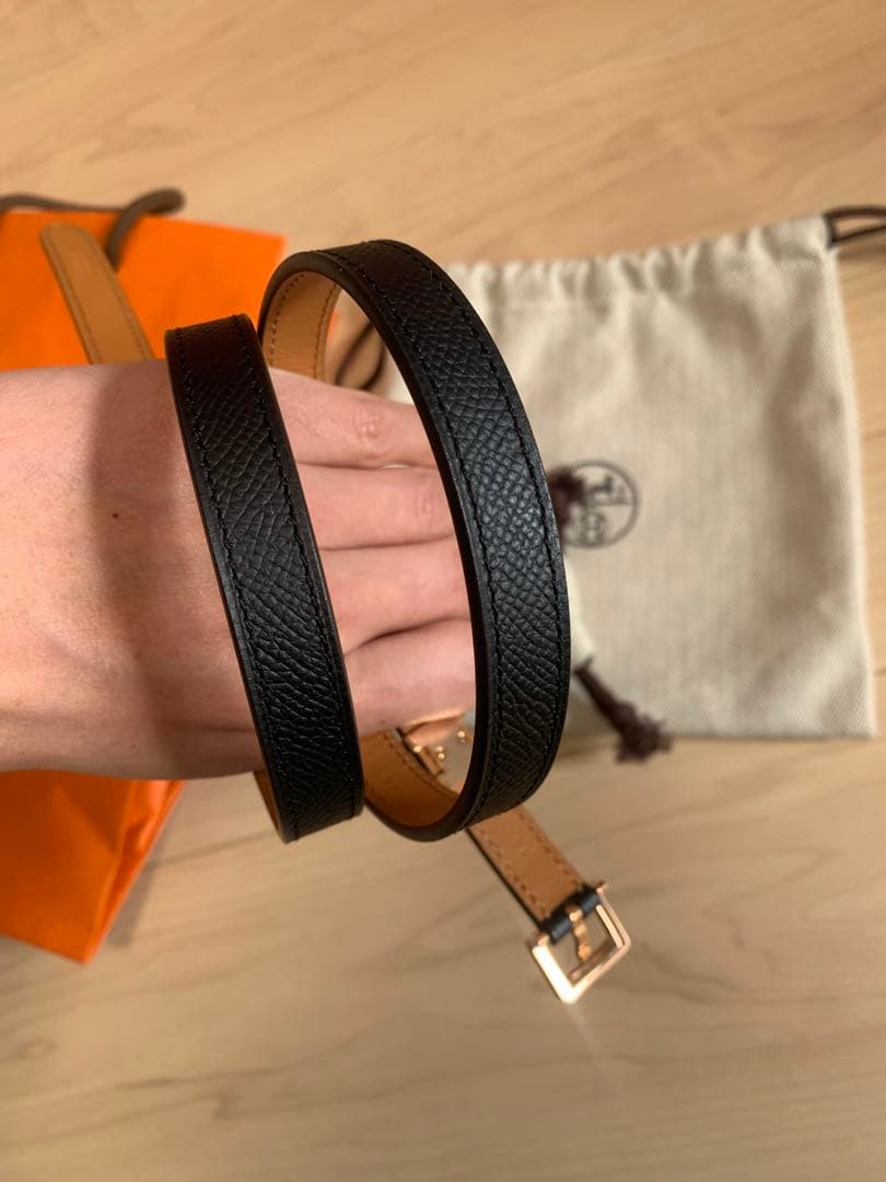 極美品HERMES エルメス　ベルトポップＨ　ブラック／ゴールド ピンクゴールド