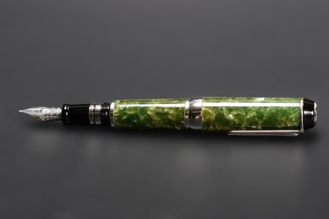 IRIDIUM POINT GERMANY 万年筆 グリーンマーブル 金属トリム