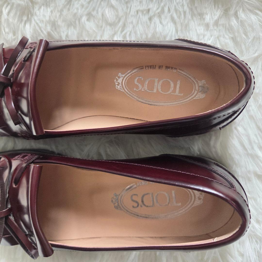 TOD'S タッセルローファー　バーガンディー　24cm