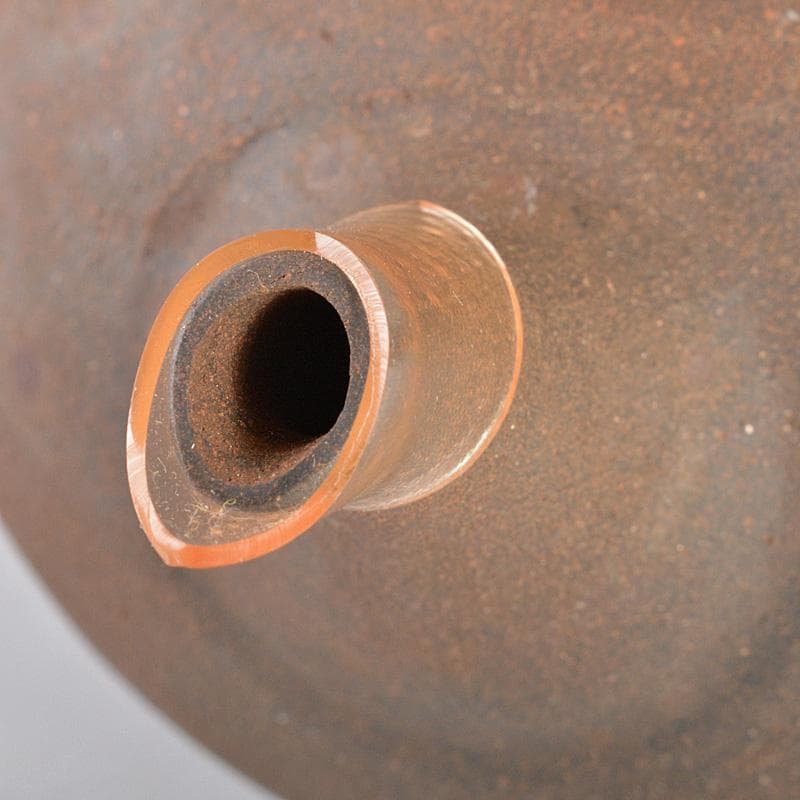 田螺　常滑焼　小西洋平作　窯変　横手急須　茶壷　共箱　D　R5466