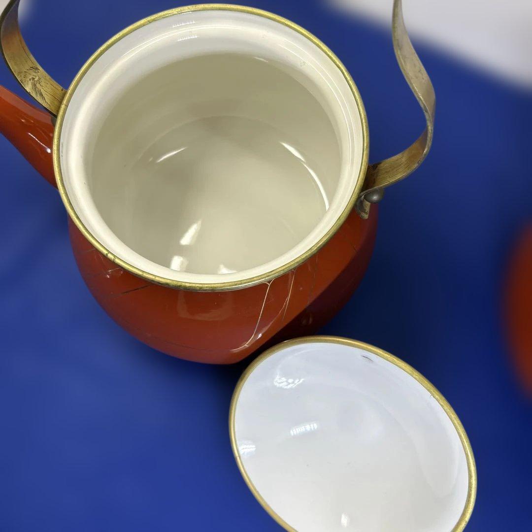 赤いセラミック鍋セット 2鍋1ケトル ヴィンテージの鍋