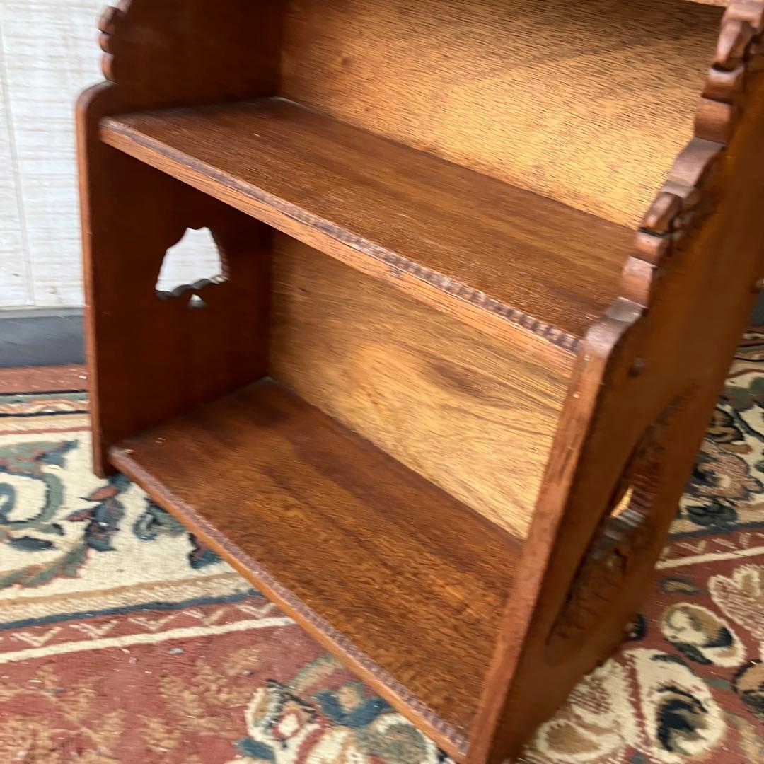 北欧レトロ ミッドセンチュリー 4段 木製彫刻オープンラック 飾り棚 古家具