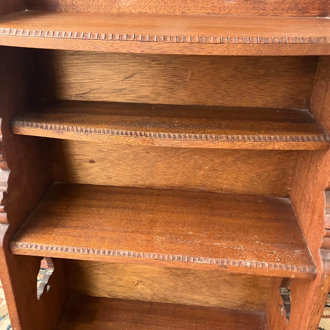 北欧レトロ ミッドセンチュリー 4段 木製彫刻オープンラック 飾り棚 古家具