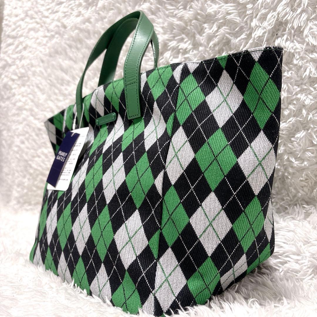 【新品】パーリーゲイツ カートバッグ トートバッグ アーガイル柄 グリーン