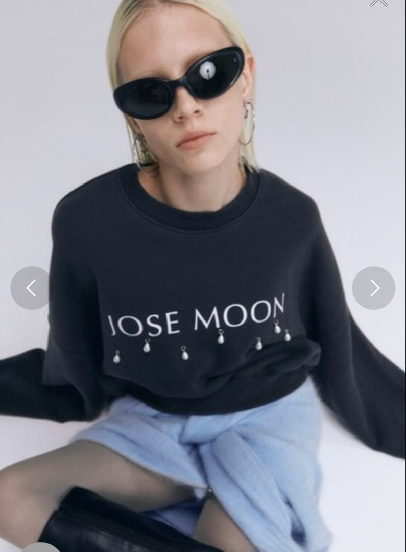 JOSE MOON パール オーバーサイズスウェット ブラック