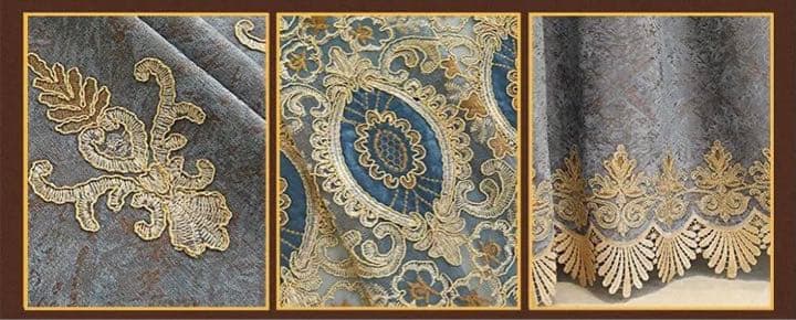 4）106番-刺繍入れ高級カーテン 紺色