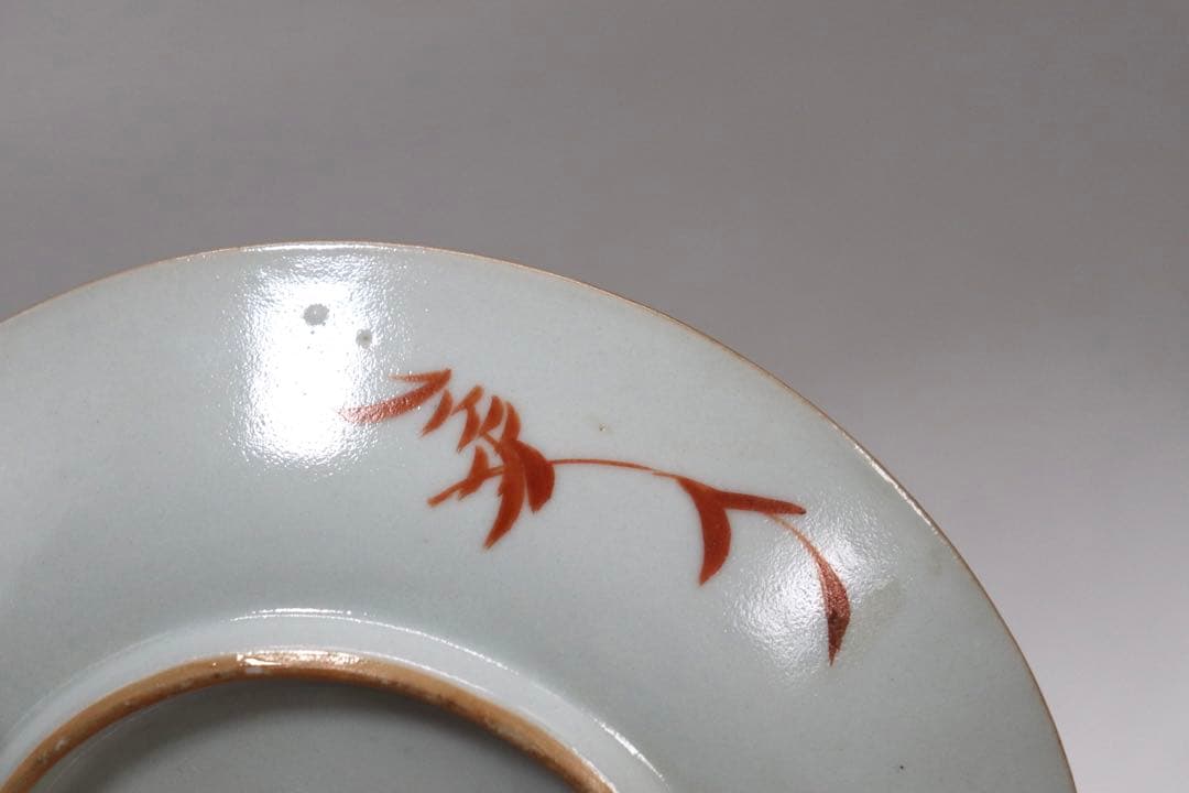 中国　清時代　大清嘉慶年製　松石緑釉皿　十錦手　送料込み1005