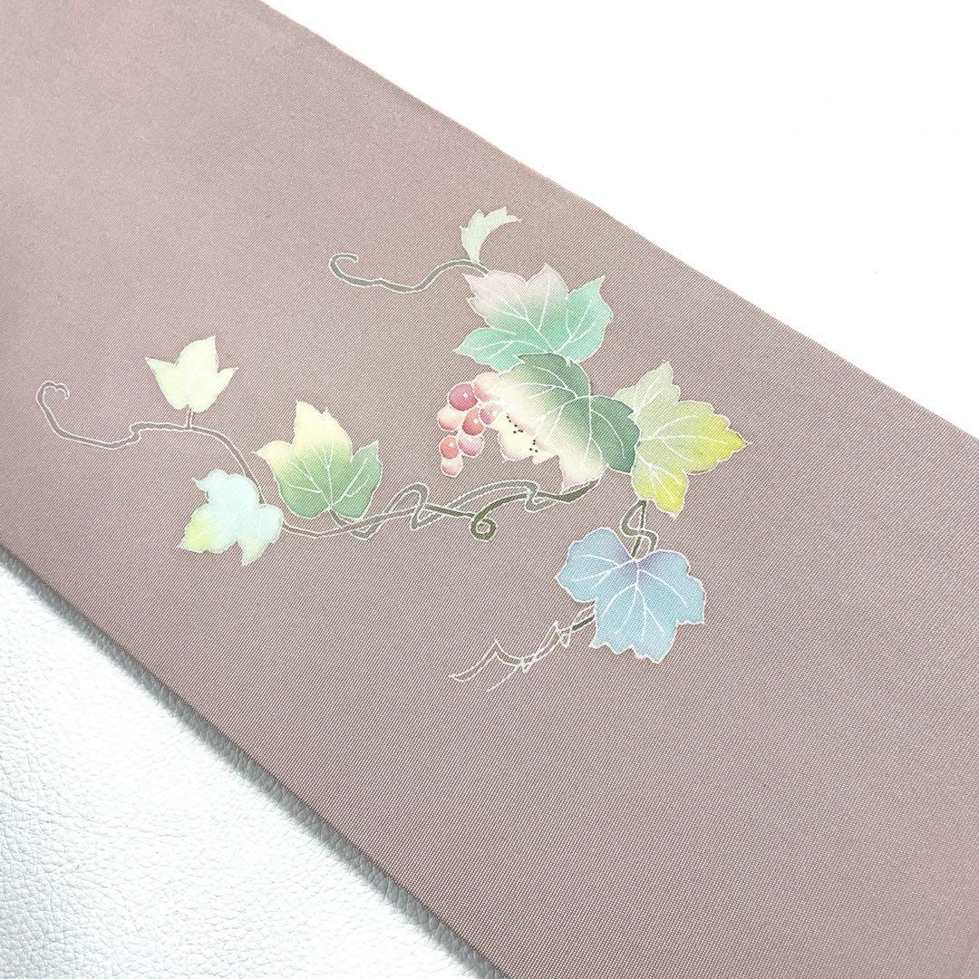 専用帯6229 ●高級 正絹 落款 作家物 塩瀬 友禅 名古屋仕立て名古屋帯葡萄