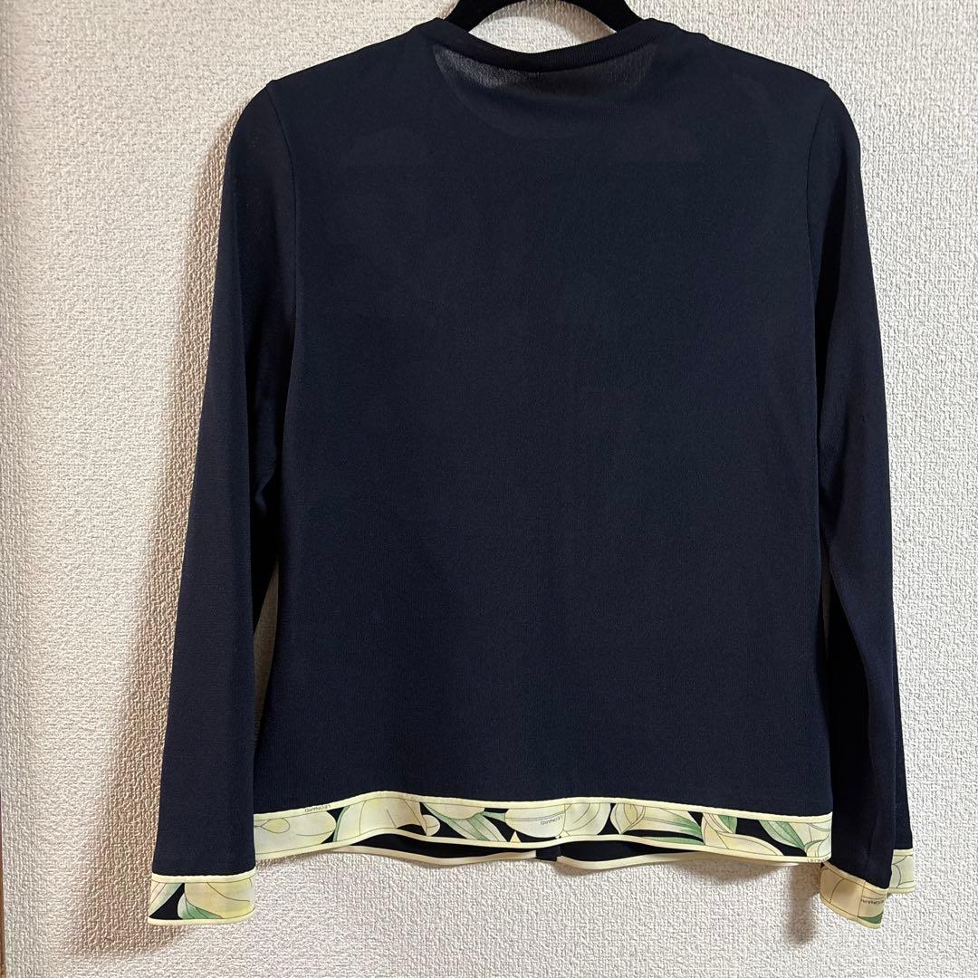 LEONARD 花柄 長袖カーディガン 黒