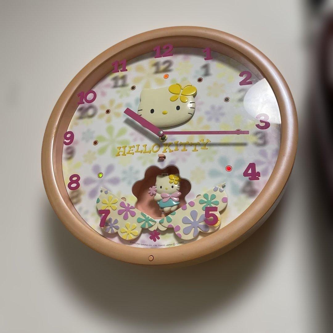 キティちゃん、からくり時計、メロディ時計、音楽、掛け時計、振り子時計、動作◎