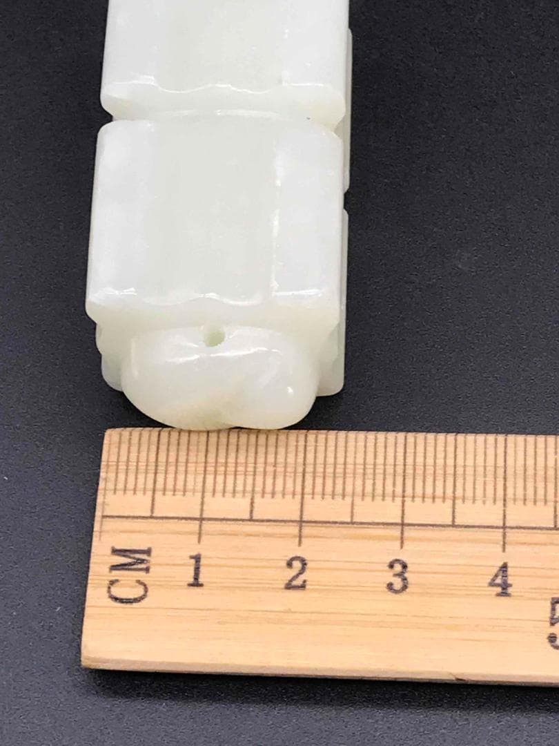 明時代　和田青玉　和田玉彫り　「天円地方」型玉佩一対　純和田玉 稀品(F-38)