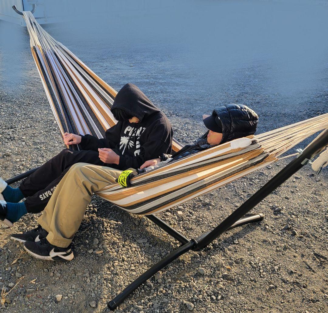 引き取り希望 AmazonBASIC ダブルハンモック ケース付 アウトドア