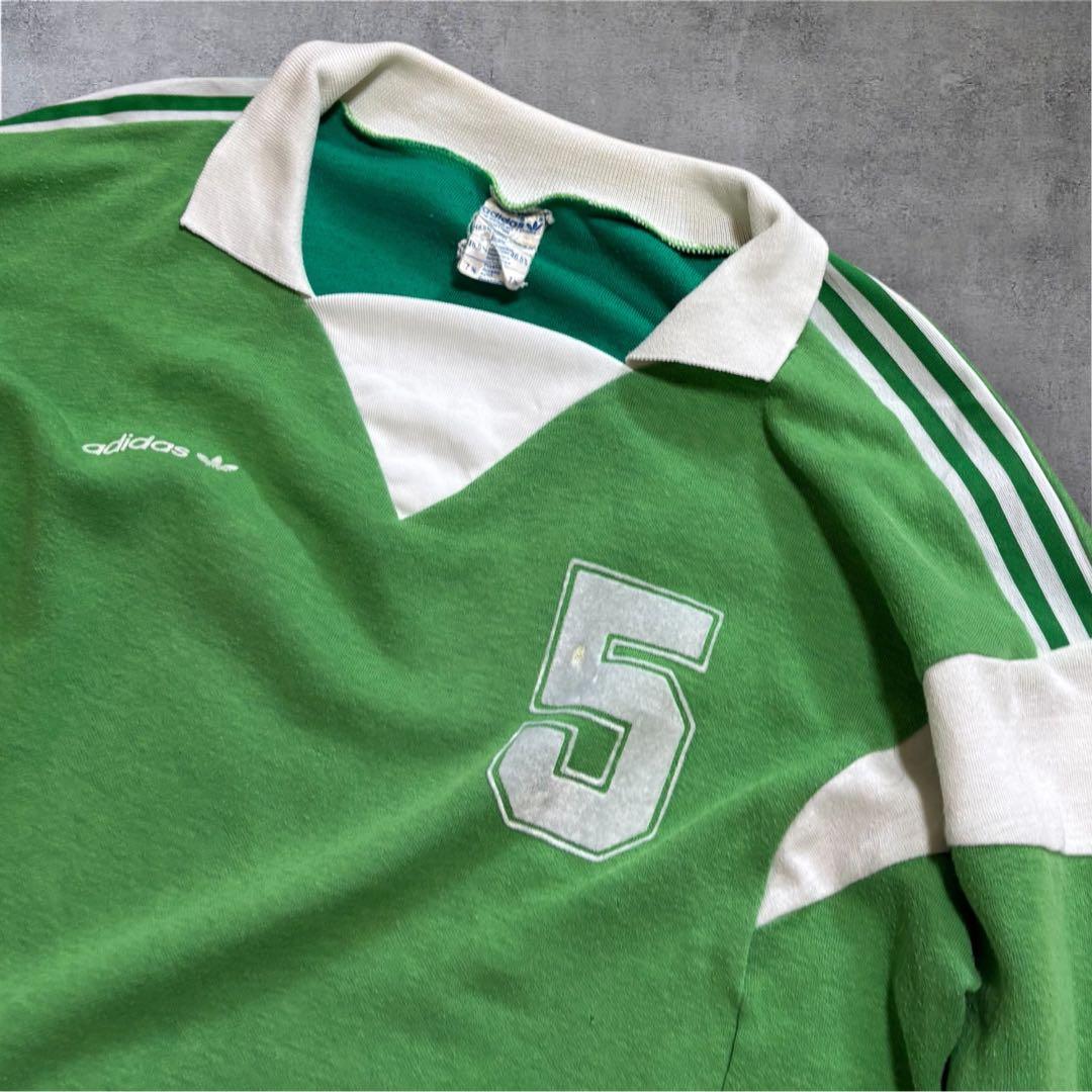 【J53】70s adidasベンテックスサッカーシャツフロッキープリント