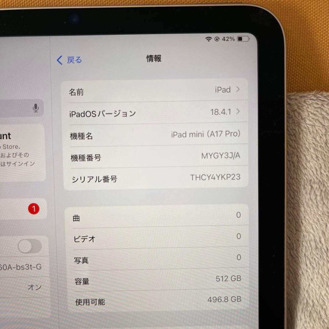 iPad mini 第7世代 Wi-Fiモデル 512GB