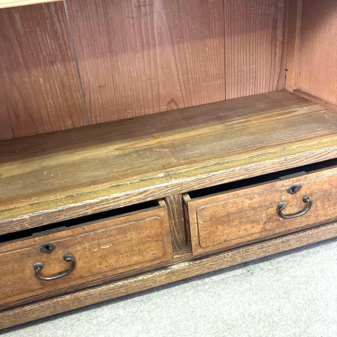 昭和レトロな引き出し付きガラス棚（飾り棚や本棚に）