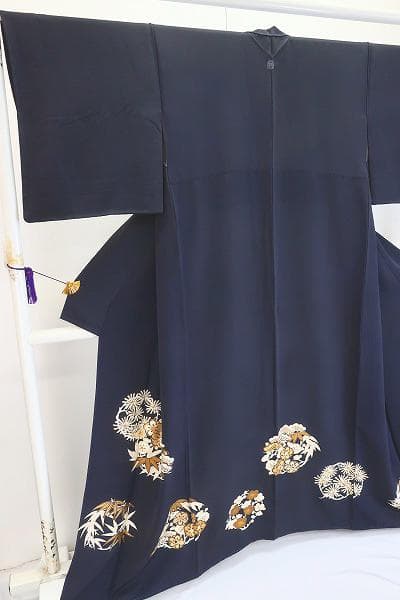★専用★美品 色留袖 藍鼠 笹 松 梅 花丸文 金彩加工 身丈159cm お洒落