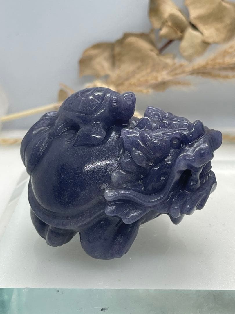 ポンポン様9【1849】亀乗せ龍亀 ブルーアベンチュリン