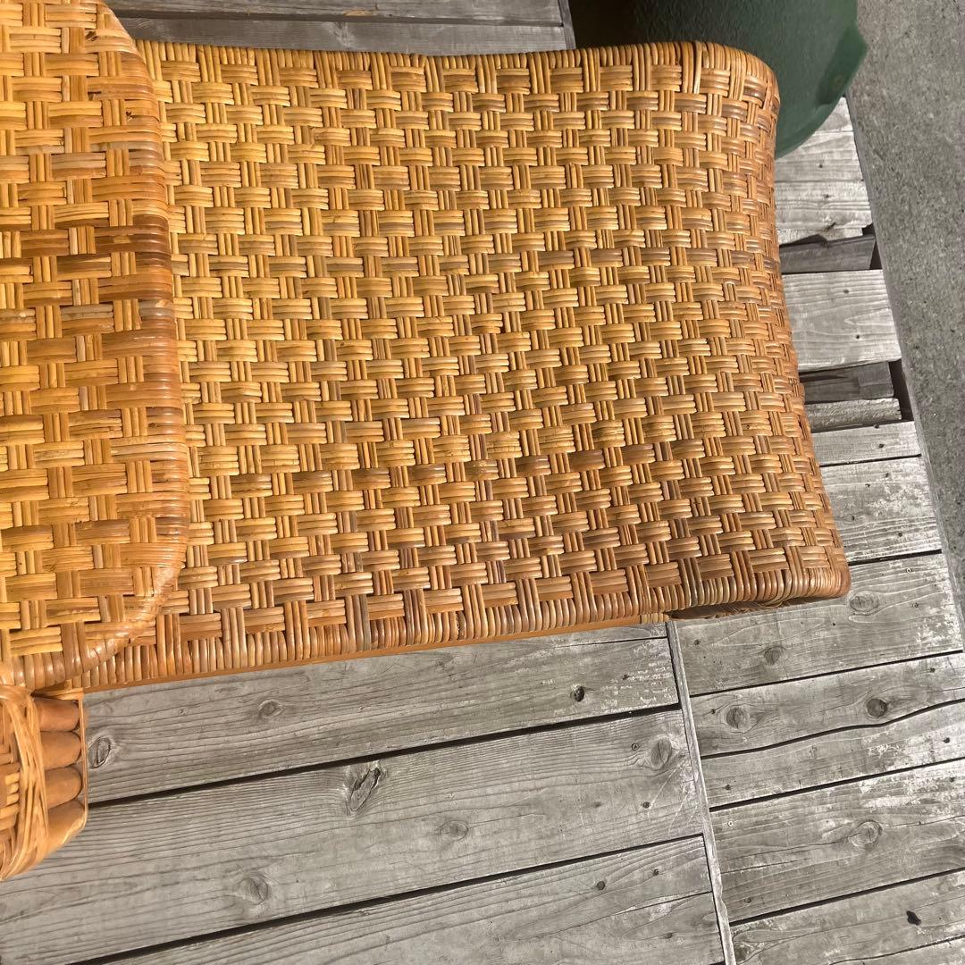 昭和レトロ ラタンリクライニングチェア オットマン付き 1人掛けソファー 古家具