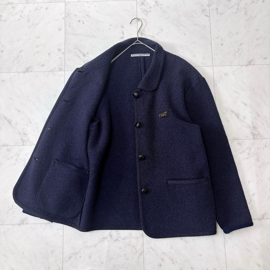 美品 マドモアゼルノンノン ゆったり 圧縮ウール コート ジャケット ロゴ刺繍
