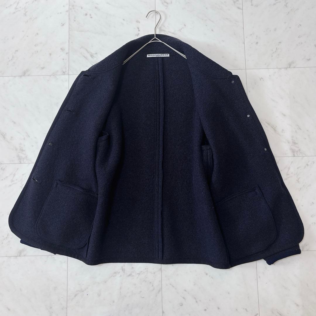 美品 マドモアゼルノンノン ゆったり 圧縮ウール コート ジャケット ロゴ刺繍