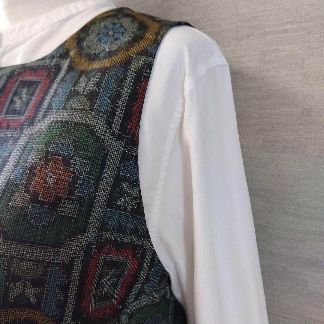 楊貴妃　2026F 021　着物リメイク　2つの緑の大島紬　セットアップ