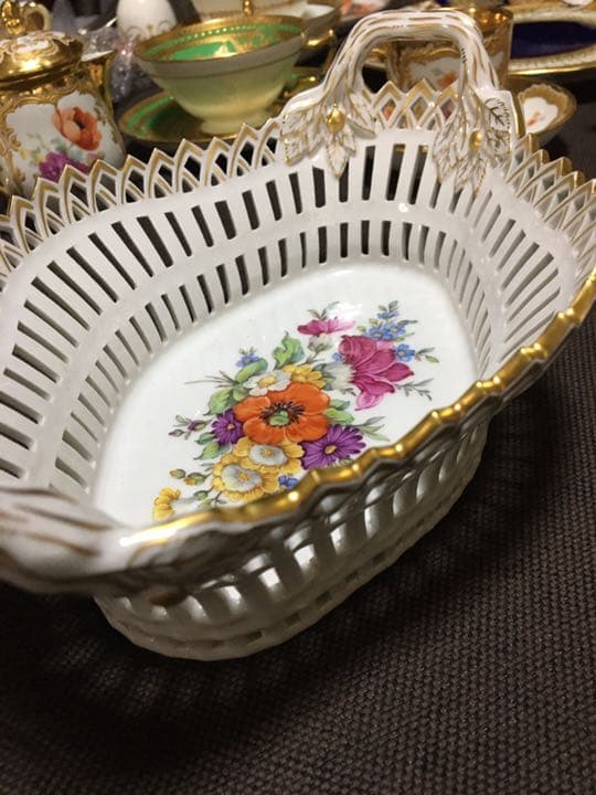 KPM パニエ　アンティーク　アフタヌーンティー　ハンドペイント