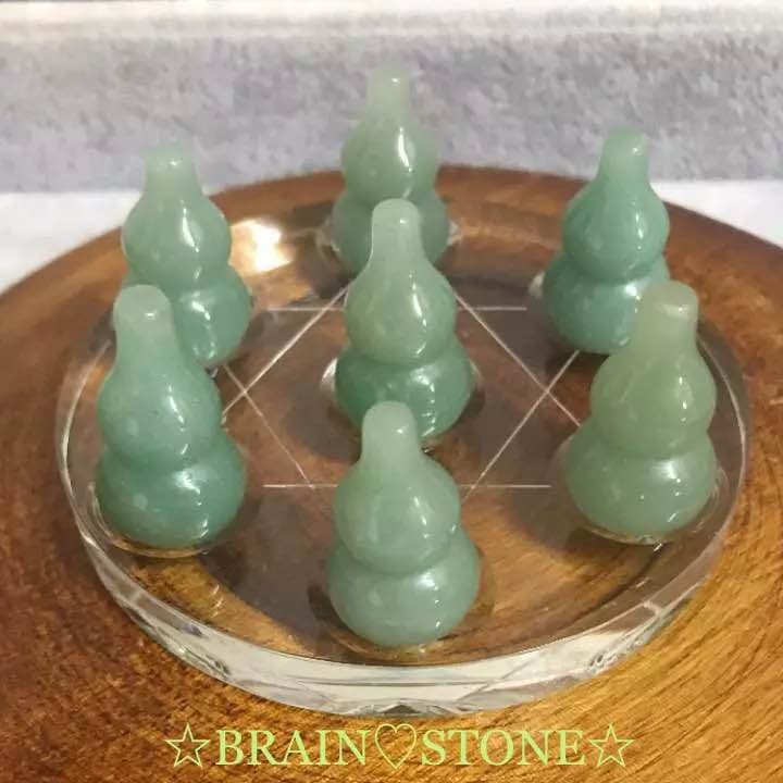 ★特選三石★聚寶盆♢葫芦七星陣【天然アラゴナイト☆インド翡翠☆ゴールドルチル】