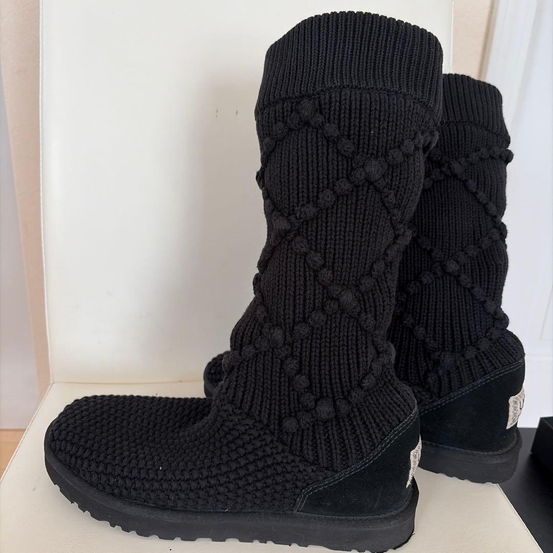 UGG アグ　ブラックニットロングブーツサイズ8