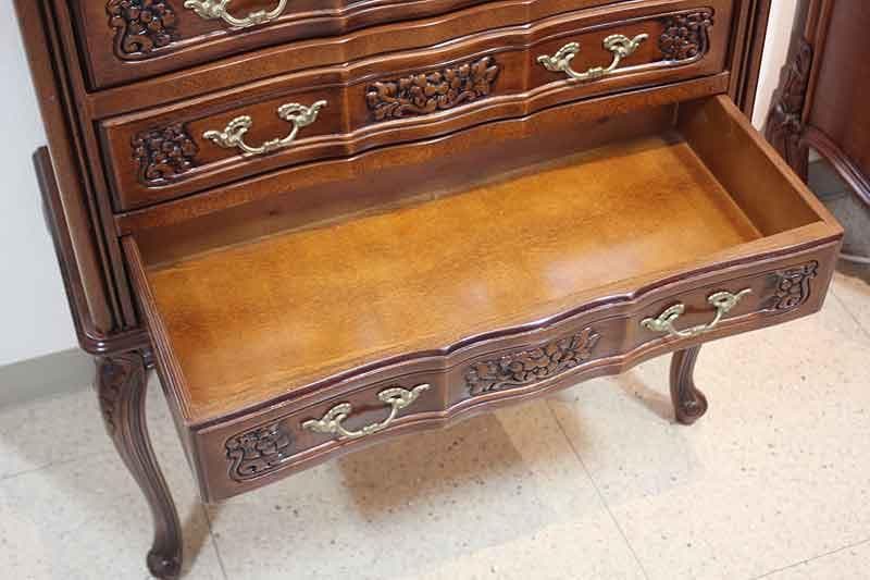 イタリア チェスト 5段 ネコ脚 彫刻 クラシック アンティーク 240