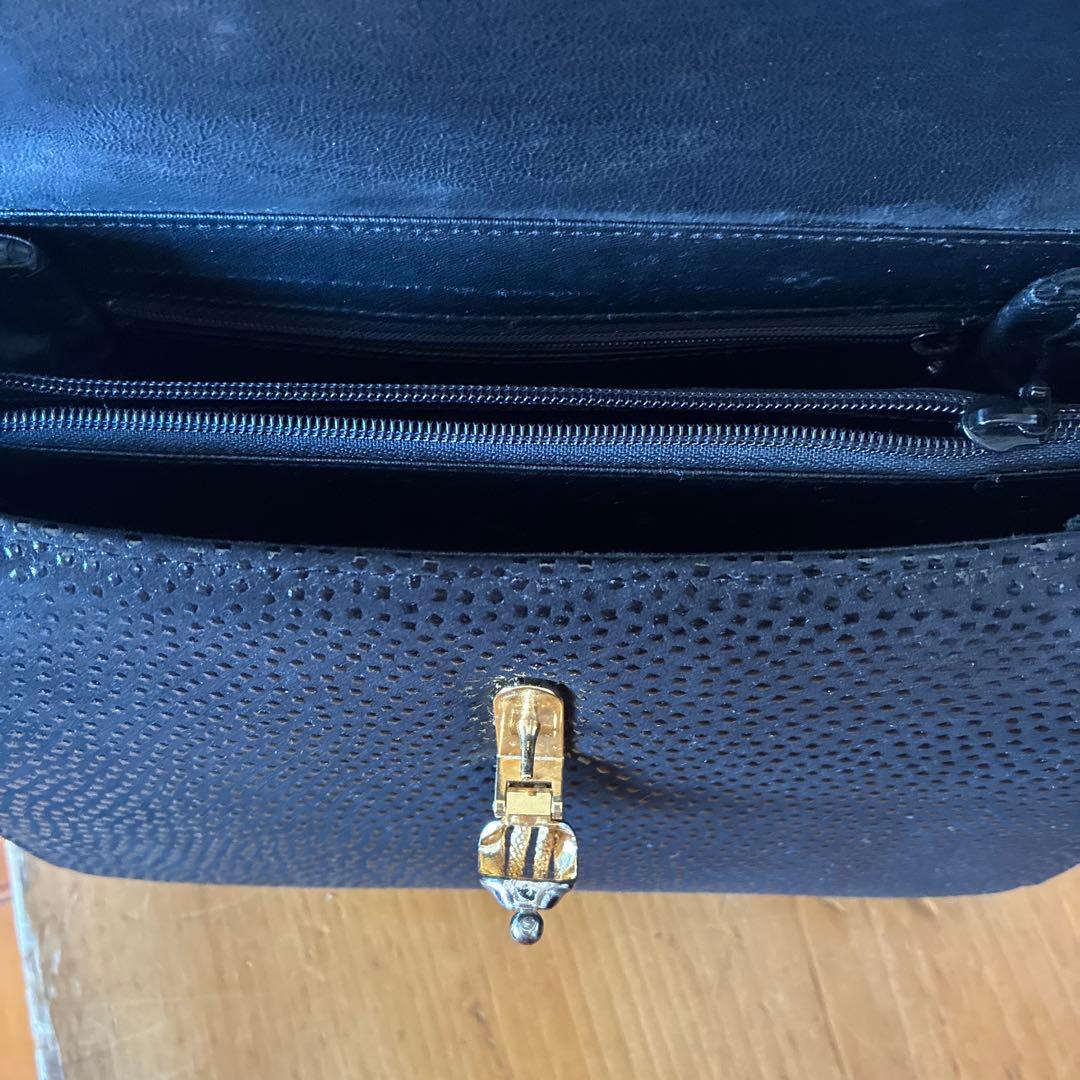 印伝ビーズ装飾 ハンドバッグ 黒