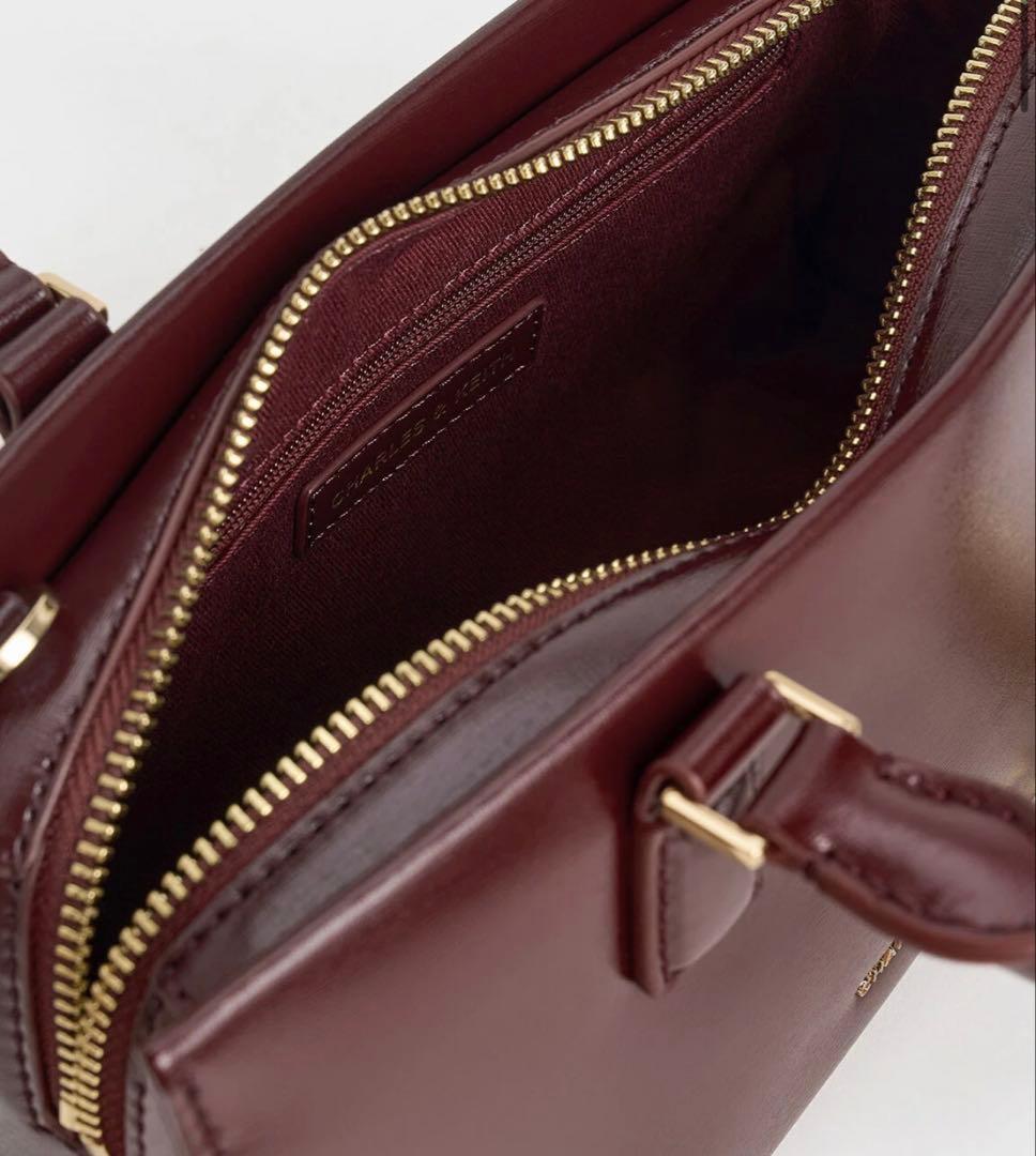 CHARLES & KEITH ミニケリー トートバッグ マルベリープラム