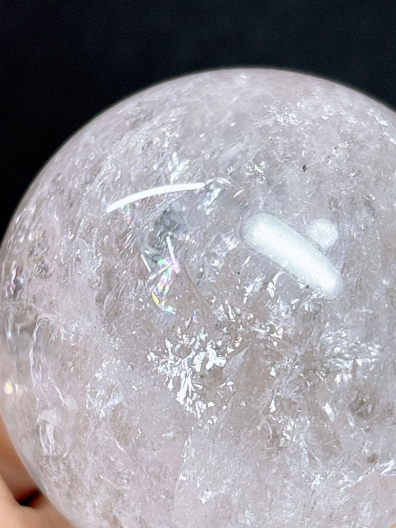 【天然石】希少！アゼツライト虹入り 丸玉◆スフィア 50ミリ玉