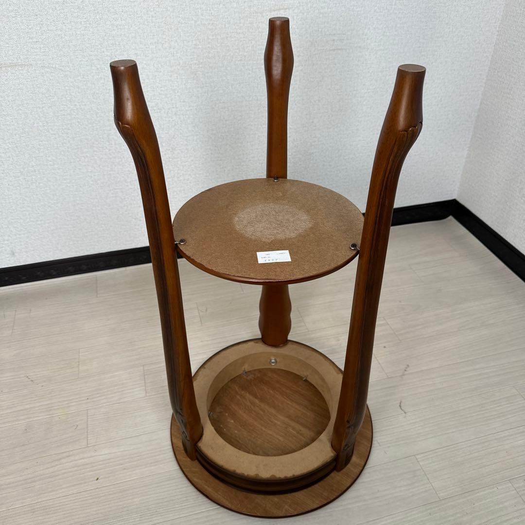 イタリア製 象嵌細工 サイドテーブル ラウンド型 アンティーク調 猫脚 i4※